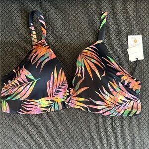 NEW! Shade & Shore Bikini Top Tropical / Floral size 38D lightly lined
